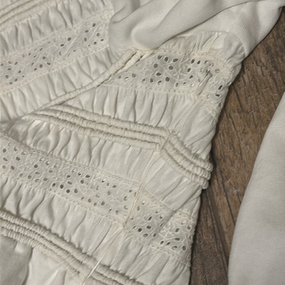 SEA New York Cream Rita Jersey Long Sleeve Smocked Top Sweatshirt large - Picture 7 of 9